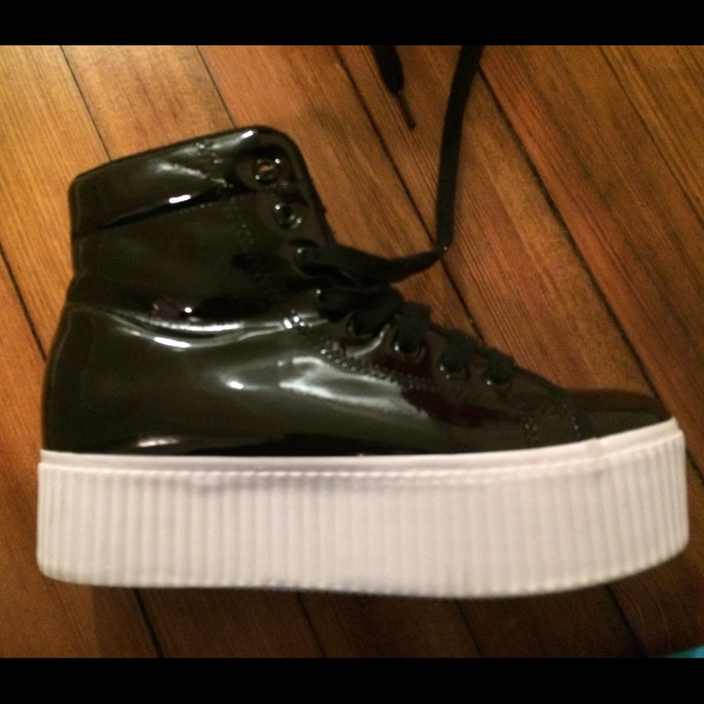 Jeffrey Campbell Black Patent Platform Sneaker with White Platform